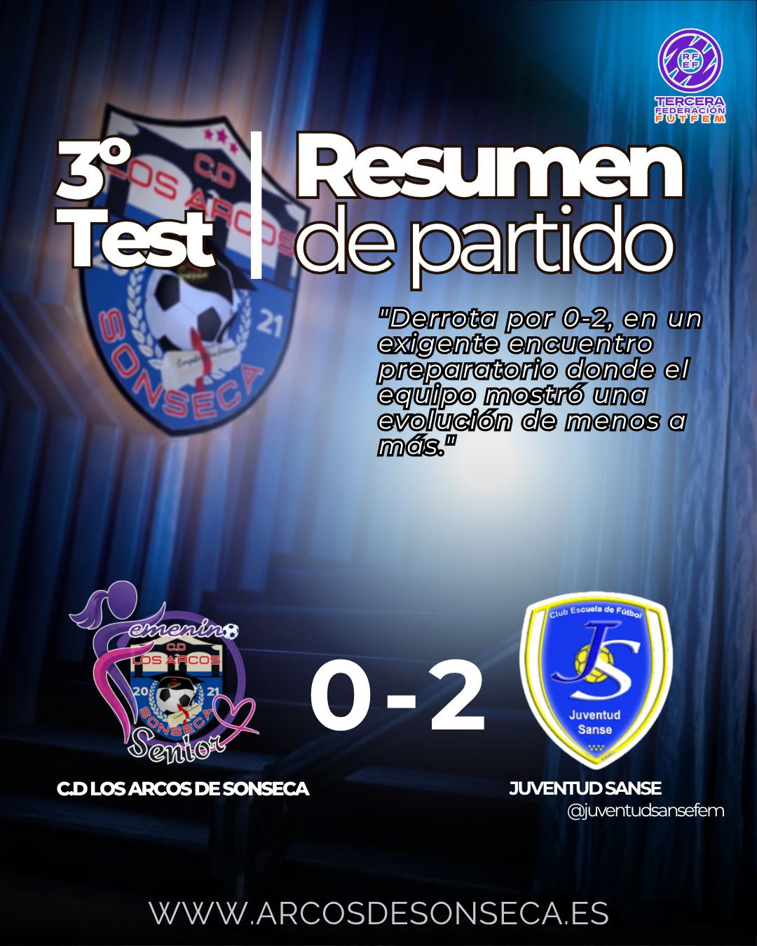 Derrota ante el Juventud Sanse en el tercer test de pretemporada (0-2)