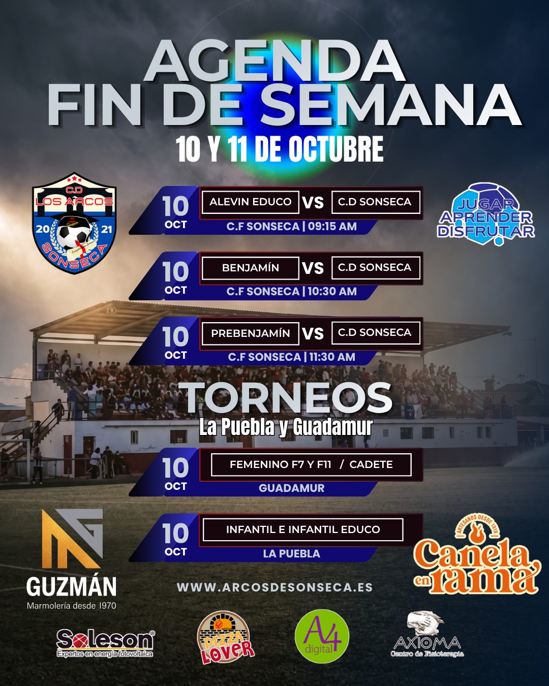 AGENDA DEL FIN DE SEMANA: HORARIOS Y PARTIDOS DE LA ESCUELA